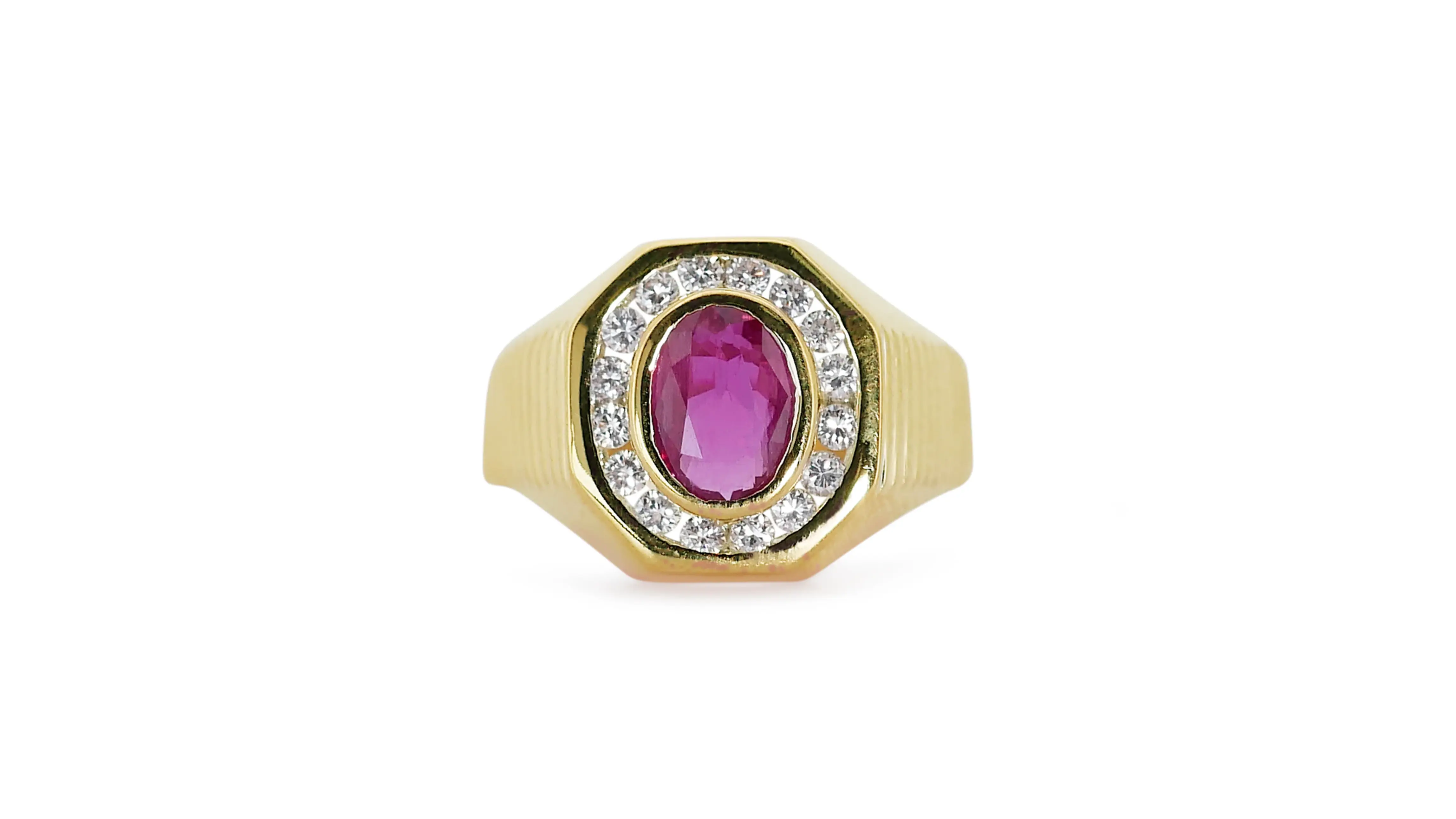 Fabulous 1.20ct. Oval Mixed Cut Vintage Style Ruby Ring with Side Diamonds
