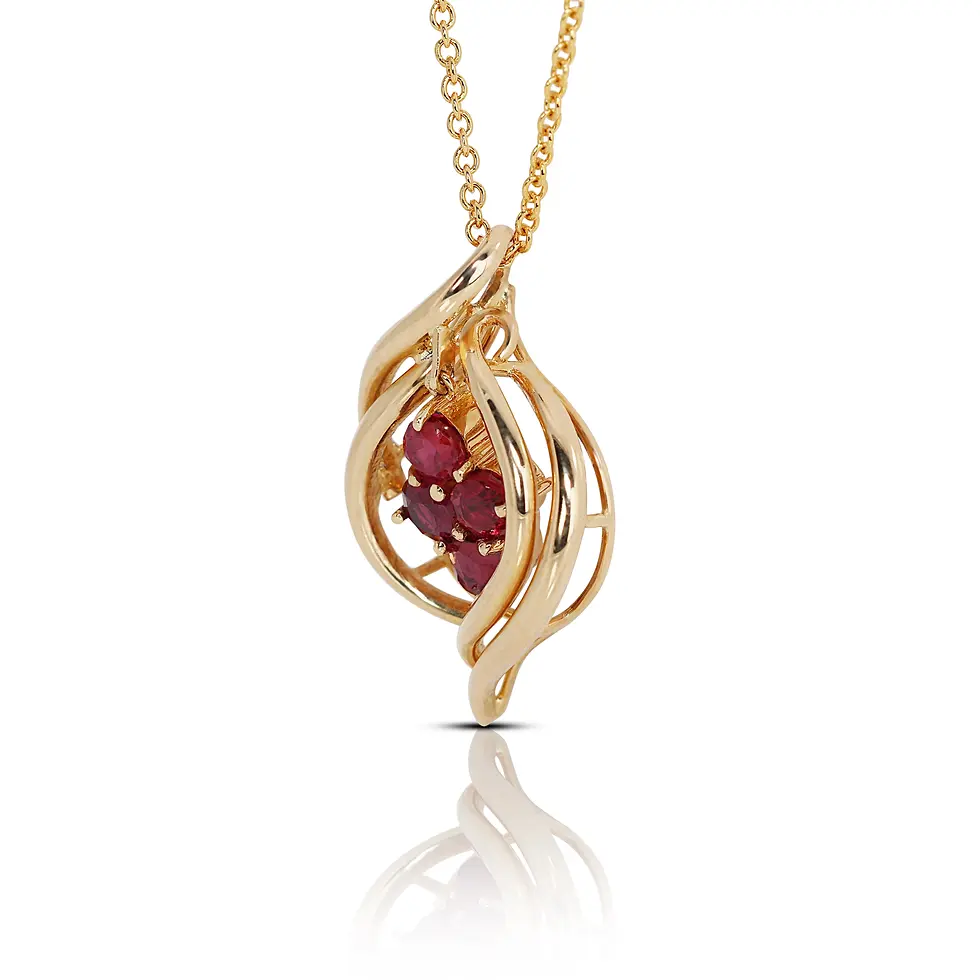 Intricate 18K Yellow Gold Ruby Pendant