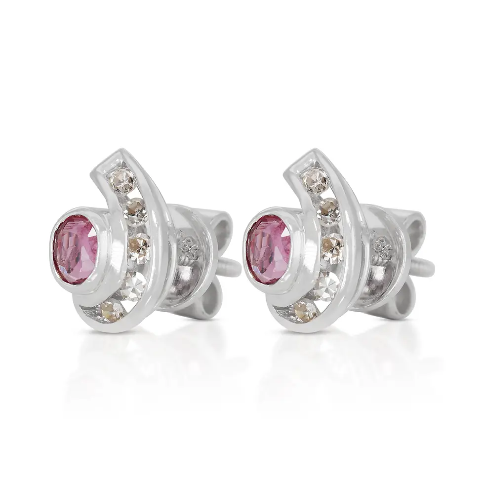Thumbnail: Stunning 0.30ct Tourmaline Pave Earrings with Side Diamonds