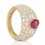 Thumbnail: Radiant Ruby Ring in 18K Yellow Gold with 1.13ct Tapered and Round Diamonds