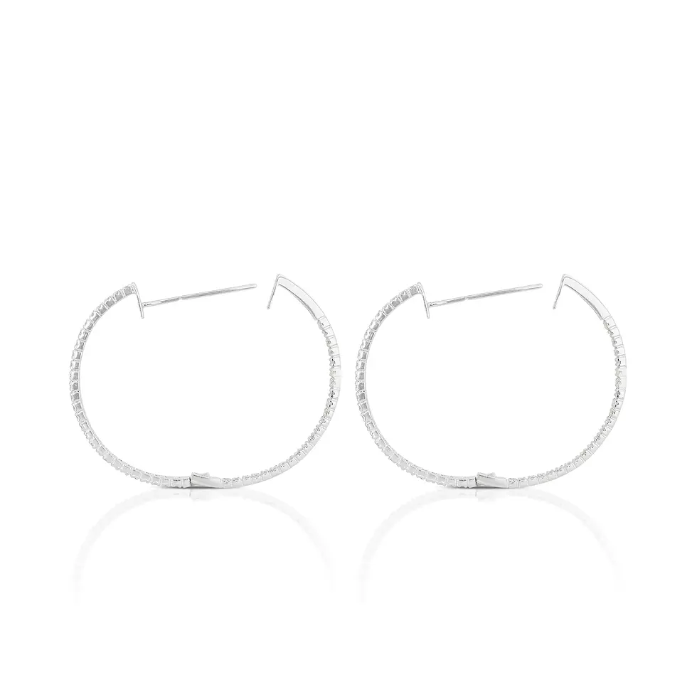 Thumbnail: Sparkling 0.51ct Diamond Hoop Earrings in 18K White Gold