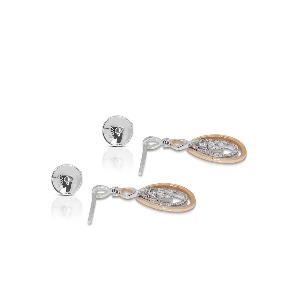 Thumbnail: 18KTwo Tone Gold Dangling Earrings