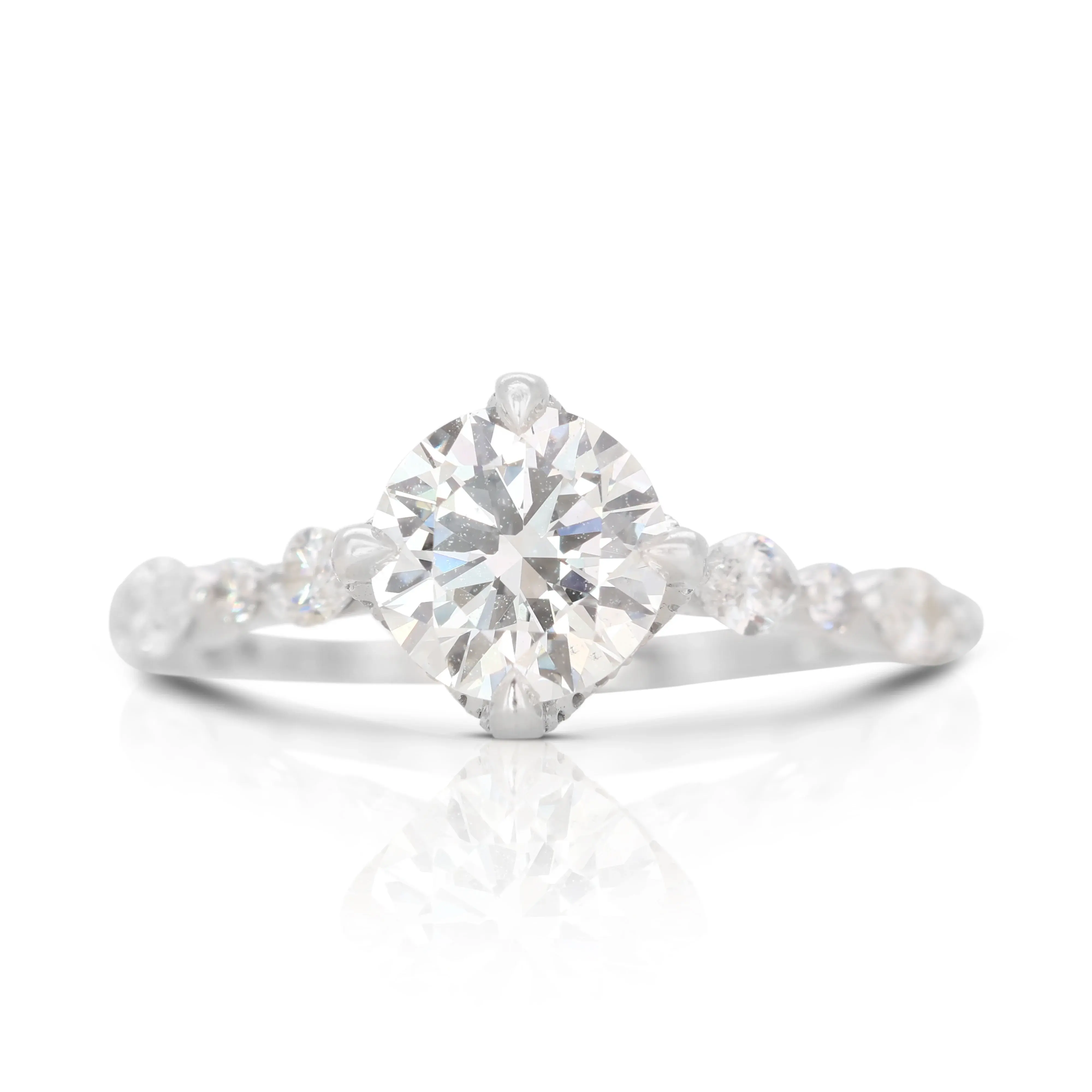 Dainty 18K White Gold Solitaire Ring