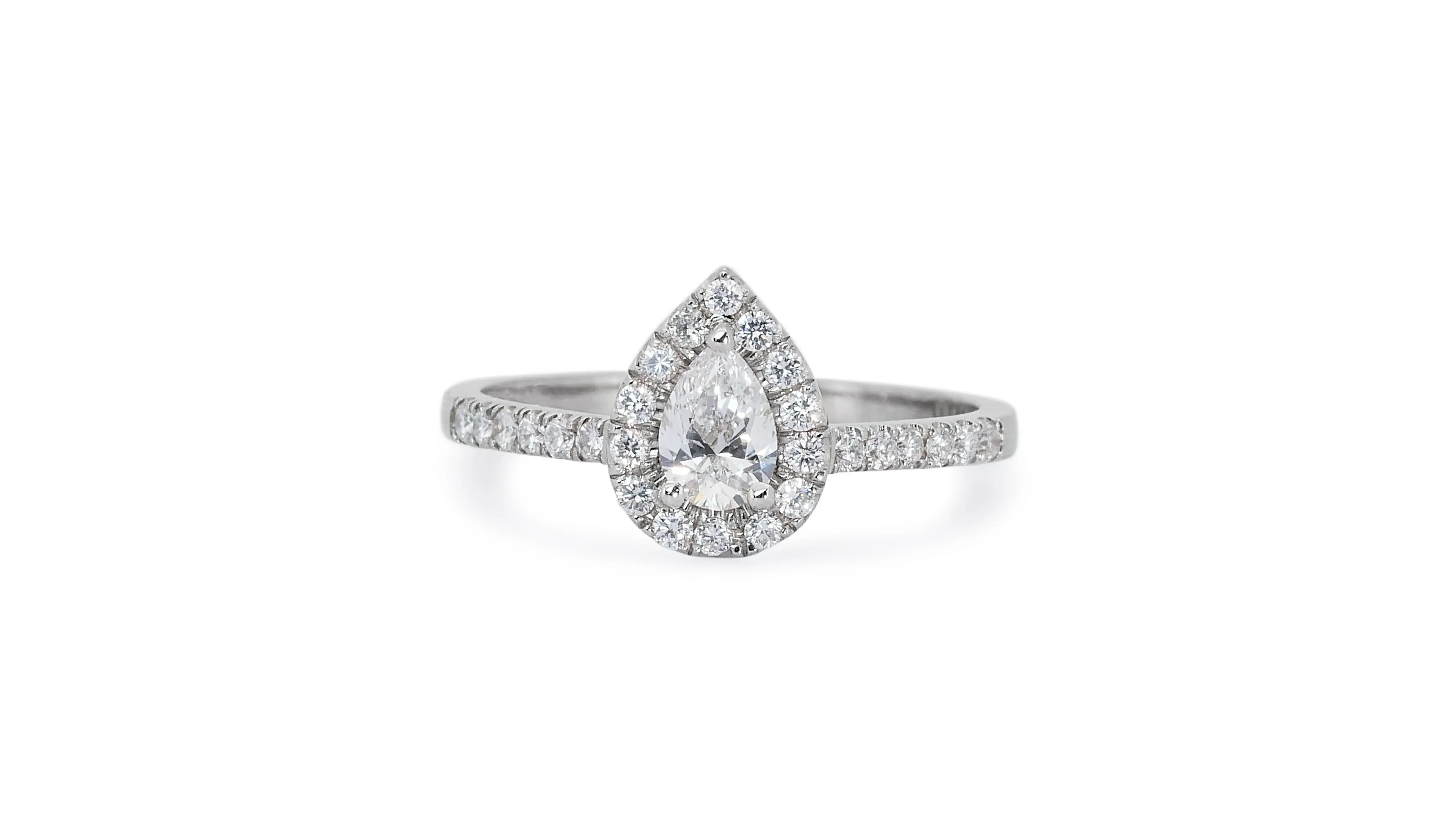 Stunning .35ct. Pear Brilliant Pave Diamond Ring