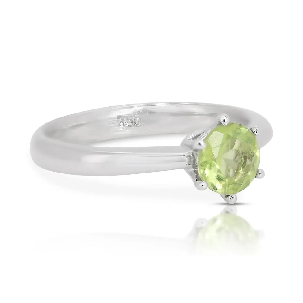Thumbnail: Stunning 18K White Gold Ring featuring a Mesmerizing Peridot Stone
