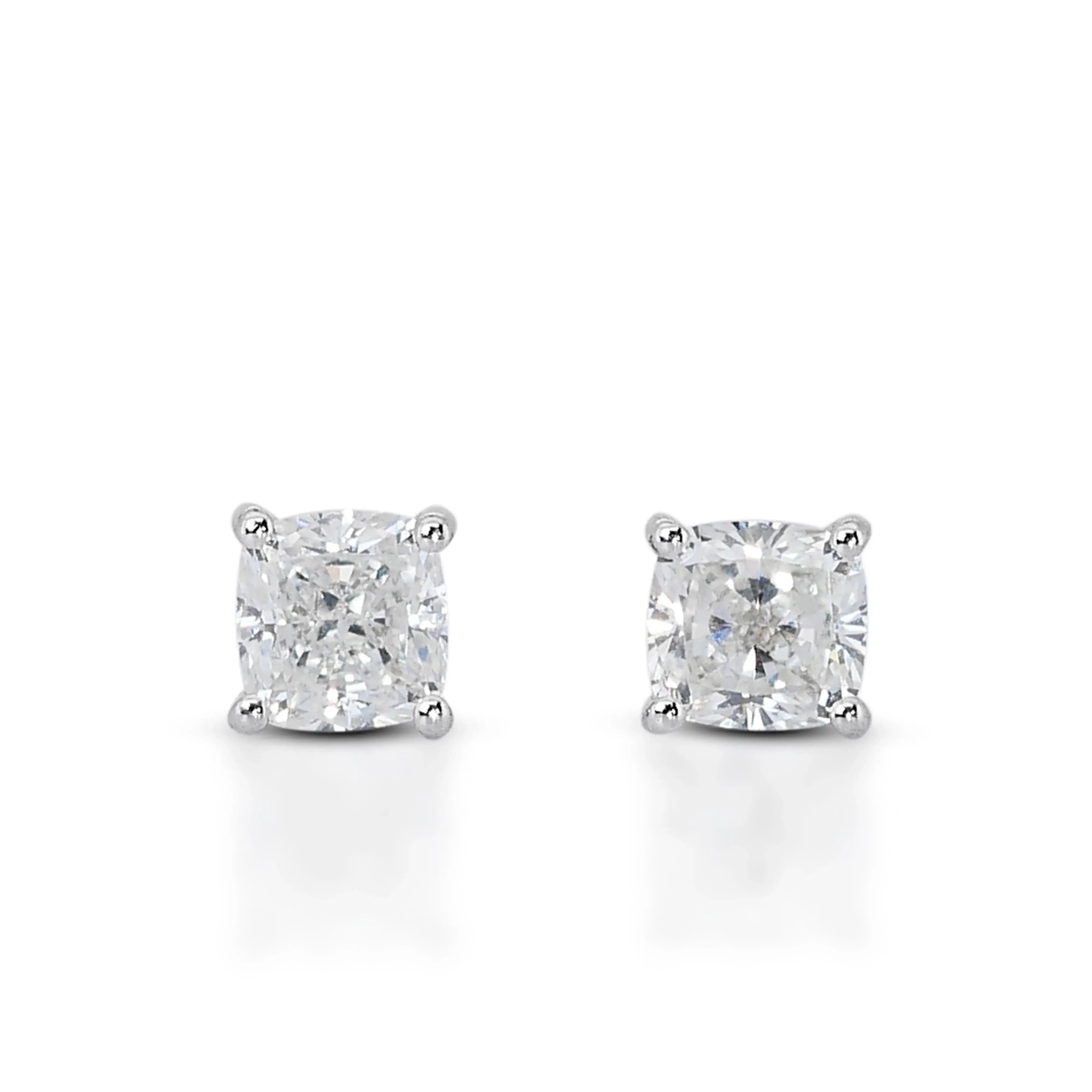 Beautiful Earrings with a Dazzling 1.4ct Cushion Diamond