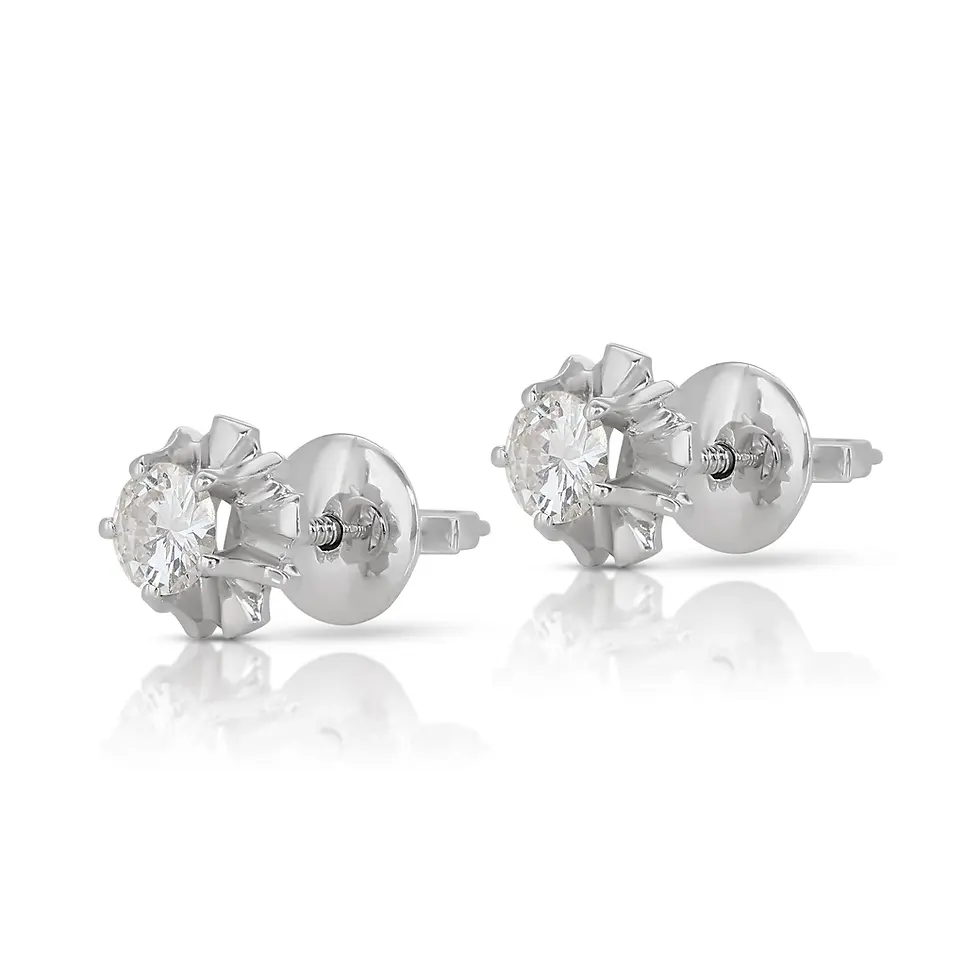 Thumbnail: Sophisticated 0.40ct Diamond Solitaire Earrings set in 14K White Gold