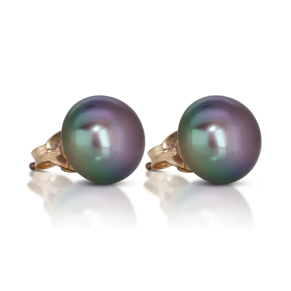 Thumbnail: 14K Yellow Gold Opal Stud Earrings