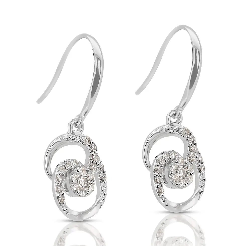 Thumbnail: Dazzling Dangling Earrings with 0.42ct Diamonds in 18K White Gold