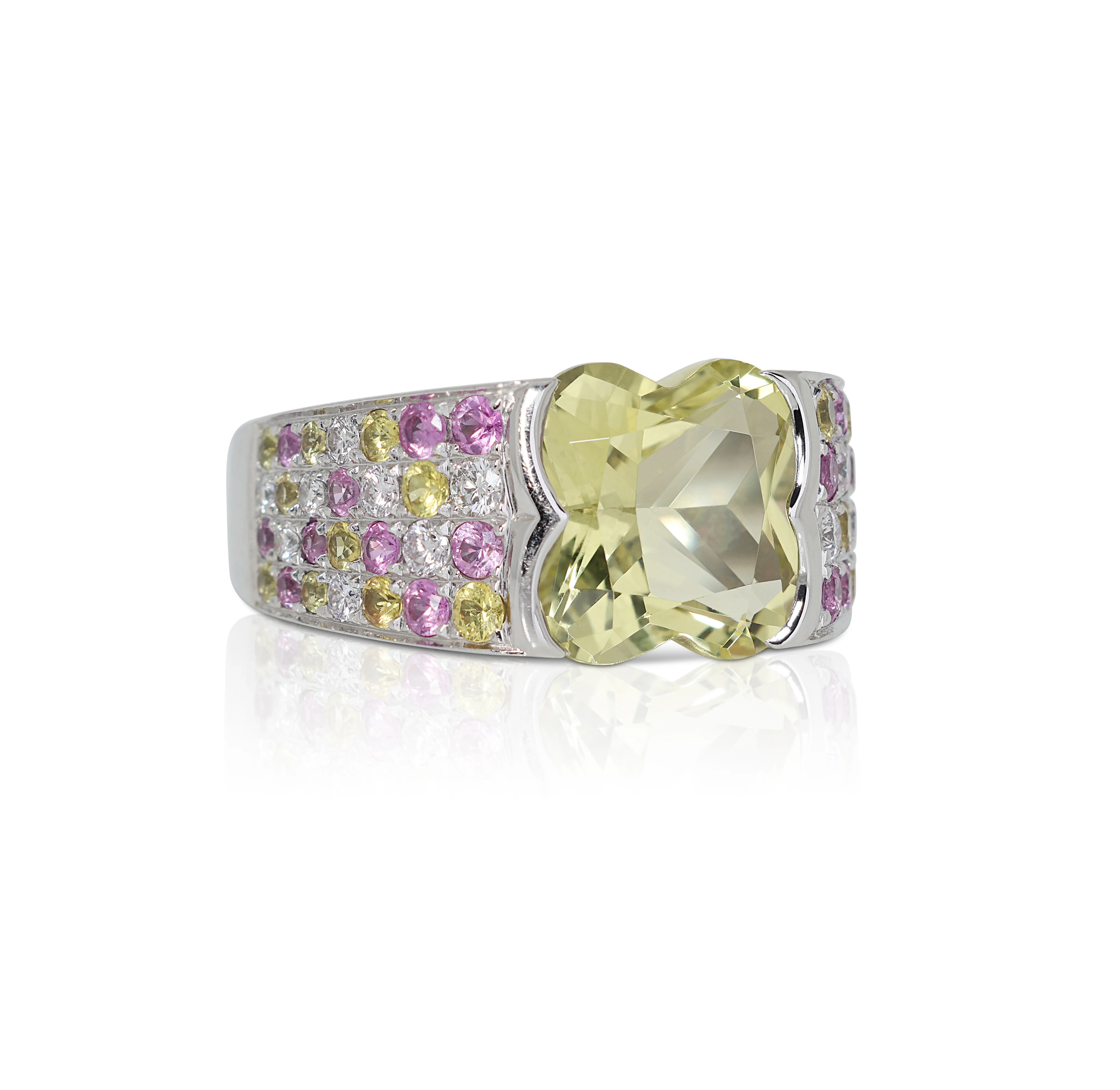 18K White Gold Lemond Quartz Ring Dianoche Singapore