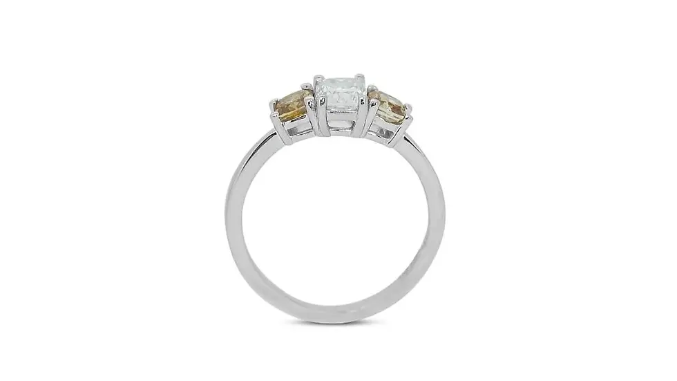 Thumbnail: Dazzling 0.6ct Cushion Cut Natural Diamond Ring in 18K White Gold