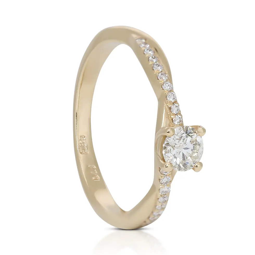 Thumbnail: Classic 0.41ct Halo Diamond Ring in 14K Yellow Gold