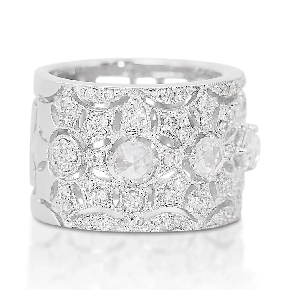 Thumbnail: Sparkling 1.39 Carat Antique style Diamond Ring in 18K White Gold