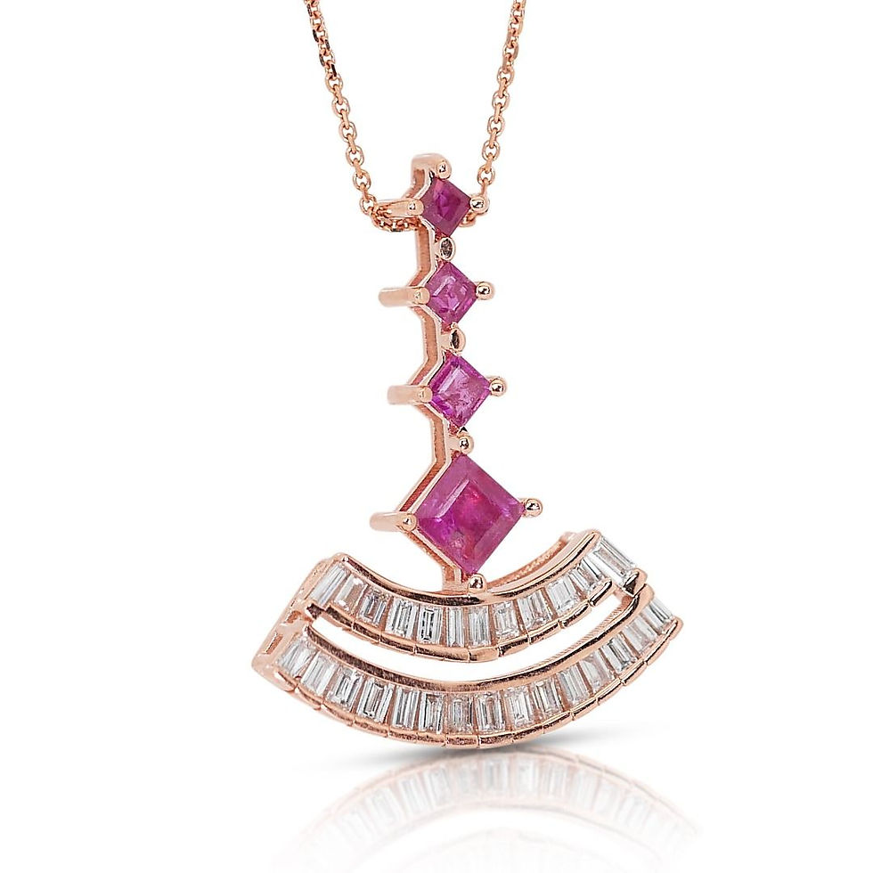 Stunning 0.75ct Rubies Necklace with Diamonds in 18k Rose