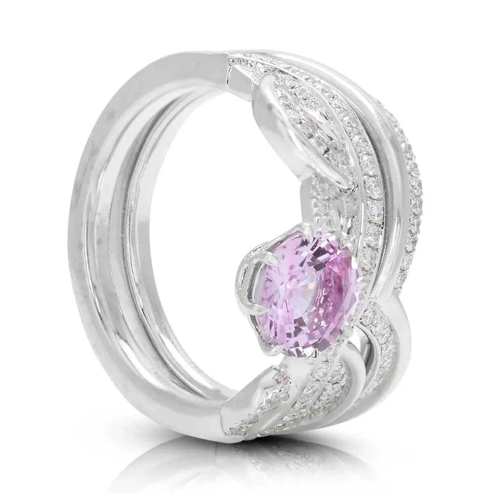 Thumbnail: Captivating 1.41ct Sapphire and Diamond Pave Ring set in Platinum