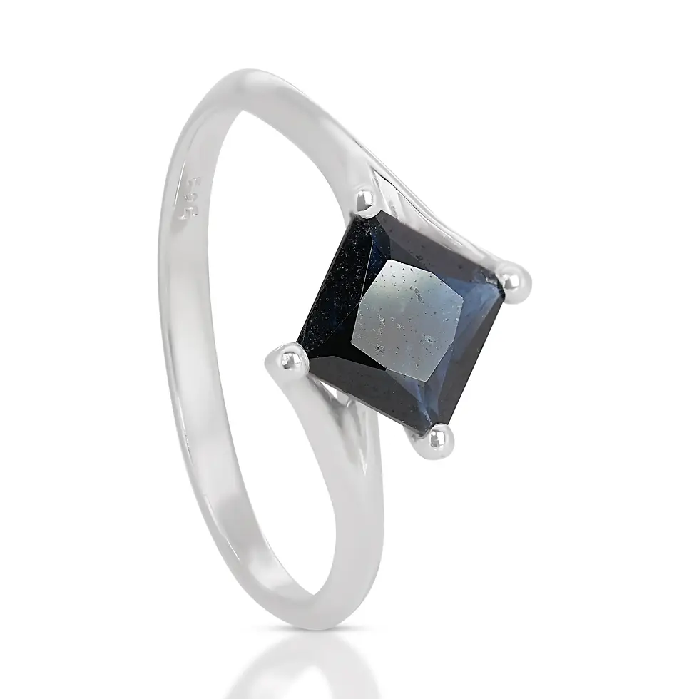 Thumbnail: Mesmerizing Princess-cut Sapphire Ring in 14K White Gold