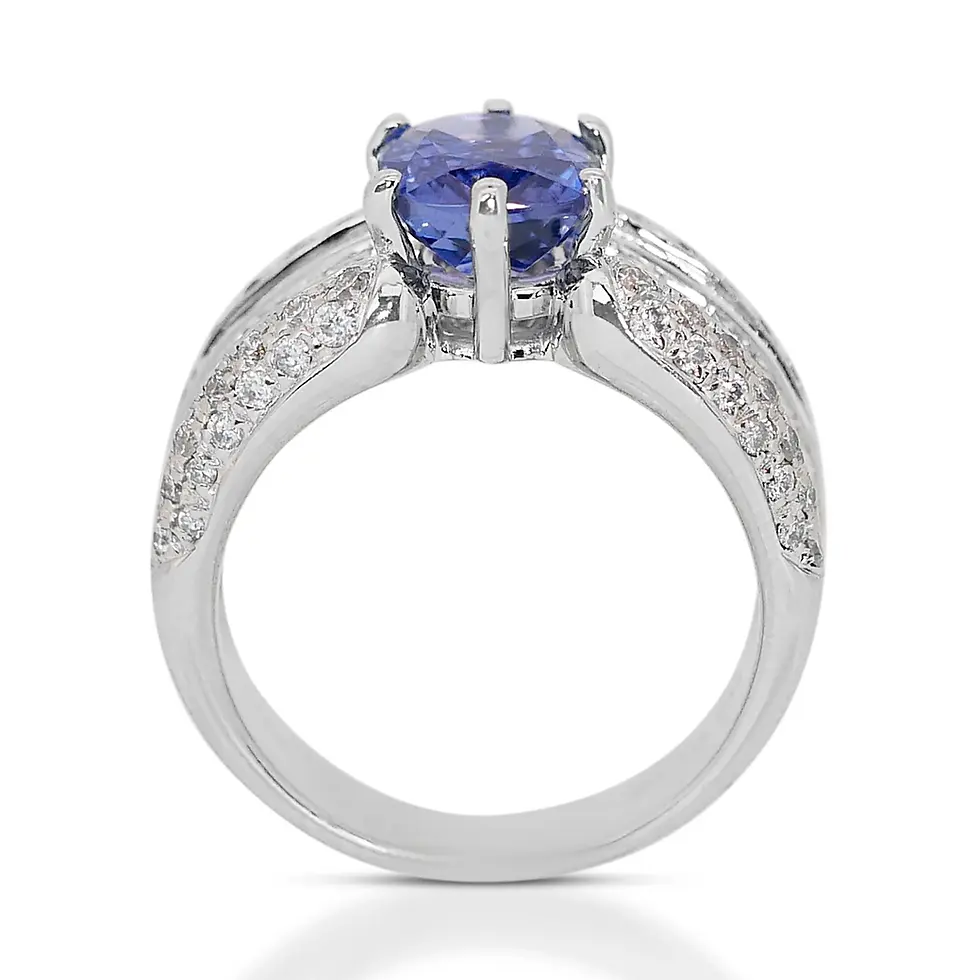 Exquisite 2.26 Carat Cushion Mixed Cut Tanzanite Ring in 18K White Gold