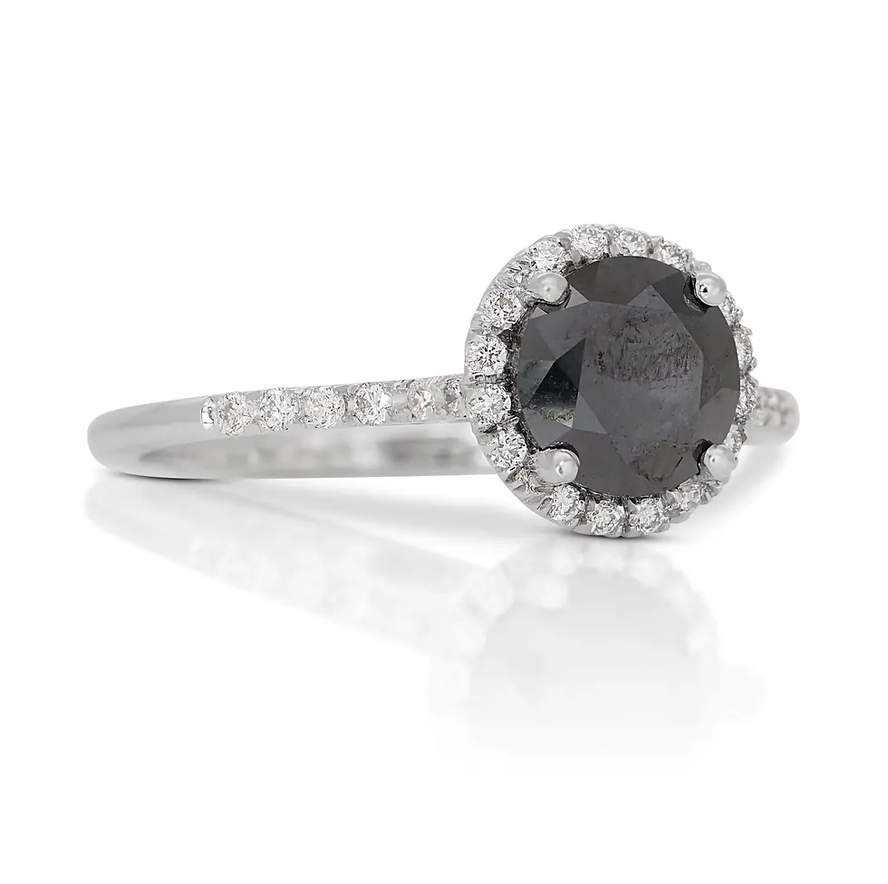 Thumbnail: Elegant 1.18ct Black Diamond Ring in 14K White Gold
