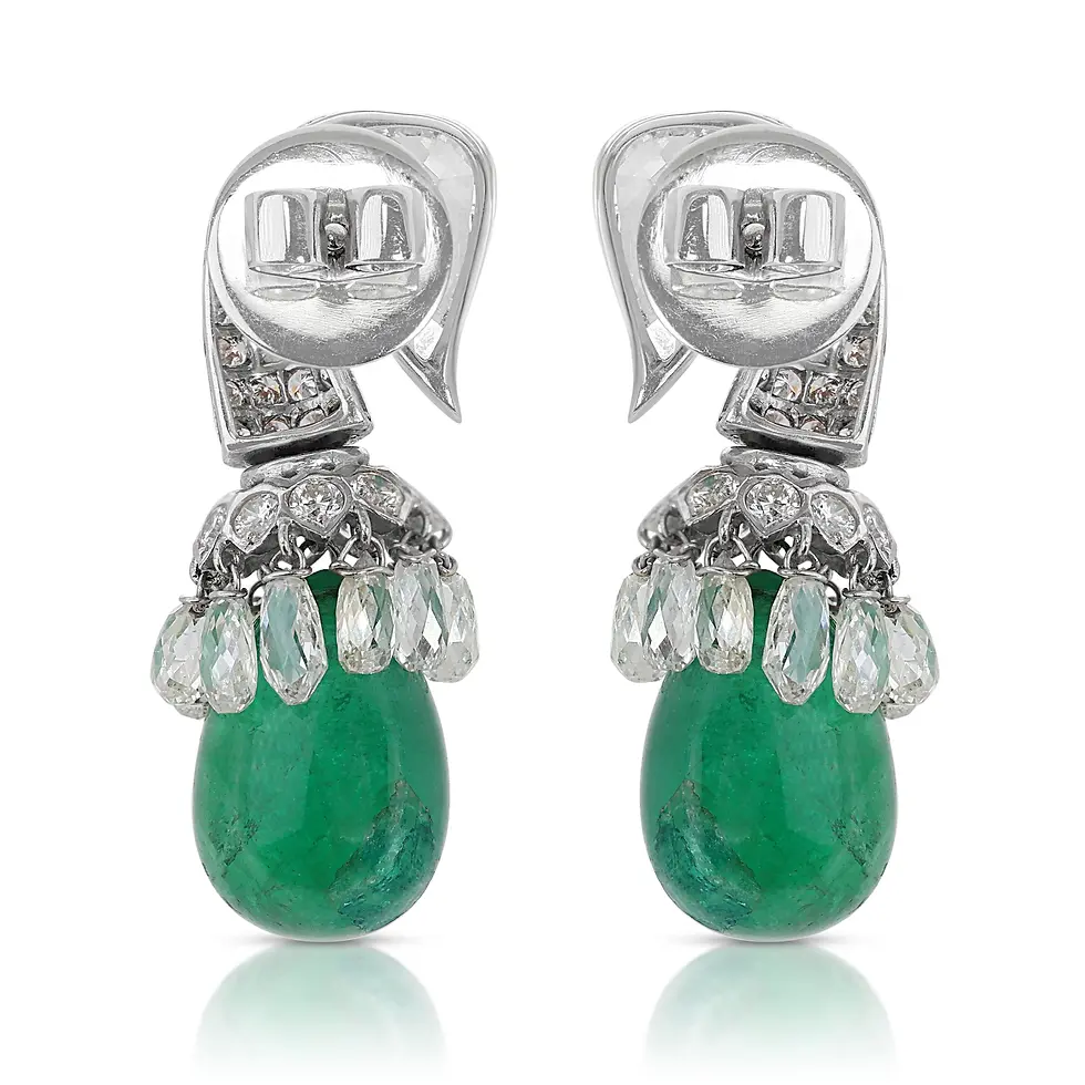 Thumbnail: Exquisite Elegance of Green Pear Diamond Earrings with Side Stones