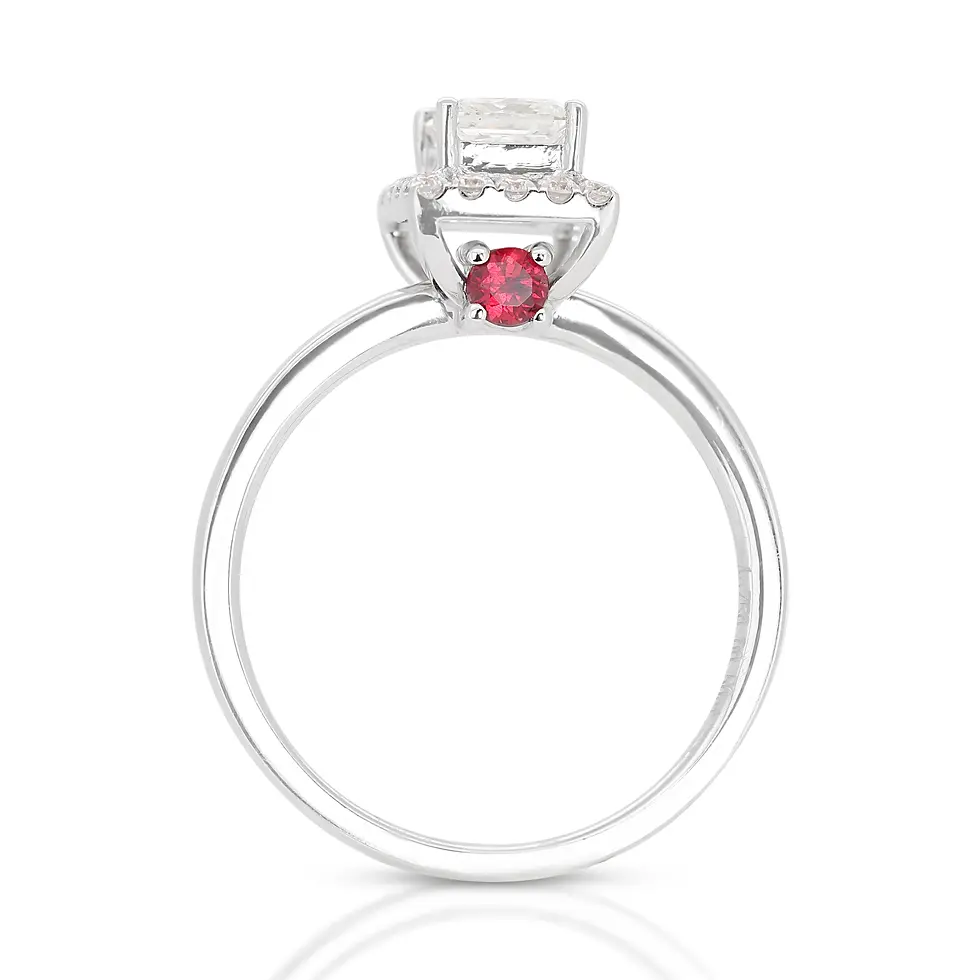 Thumbnail: Dazzling 14K White Gold Ring with Princess and Round Cut Diamonds