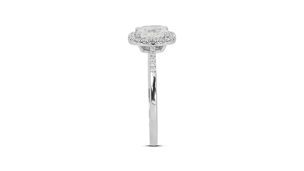 Thumbnail: Classic White Gold Halo Cushion Ring