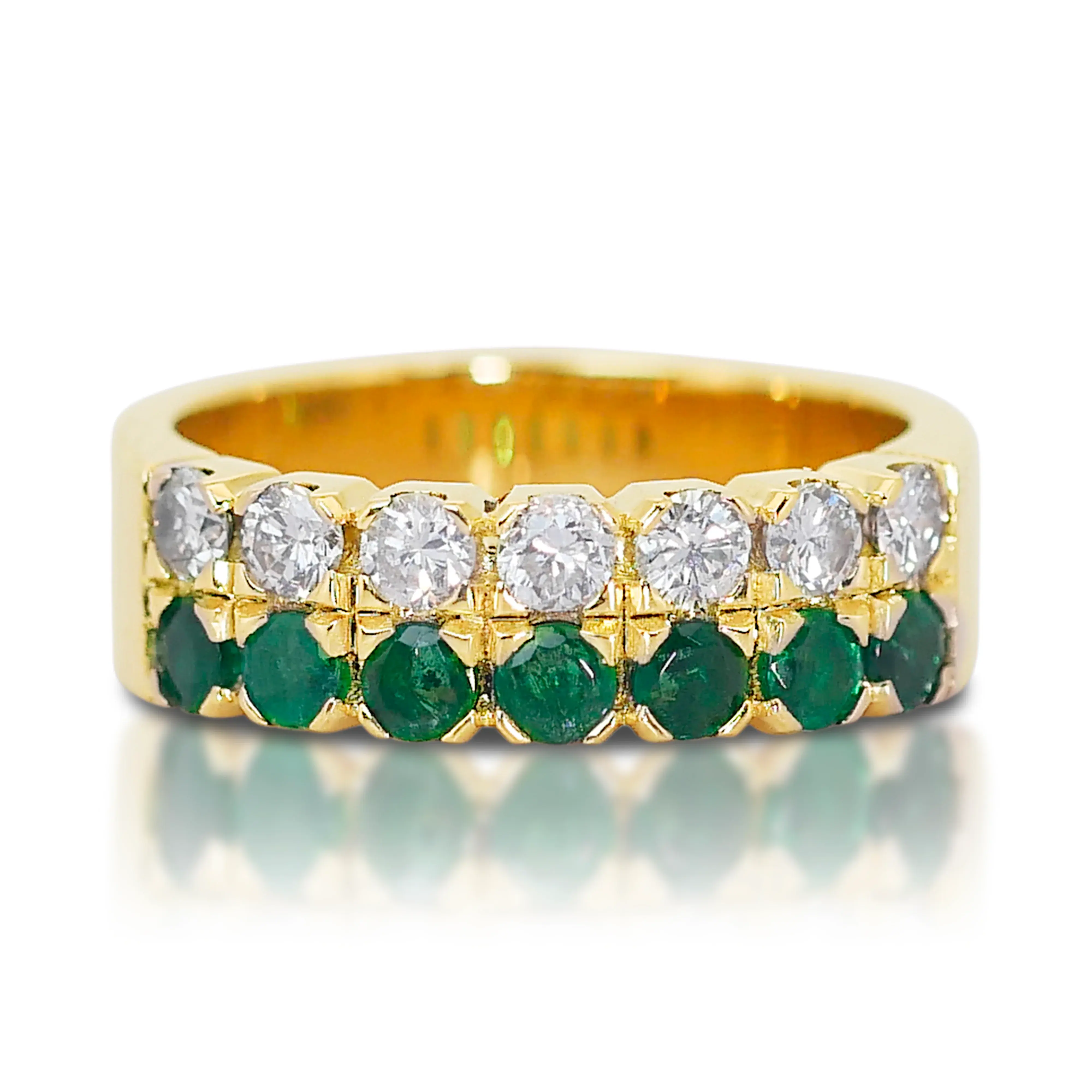 Enchanting Emerald Cluster Round Emerald and Diamond Ring