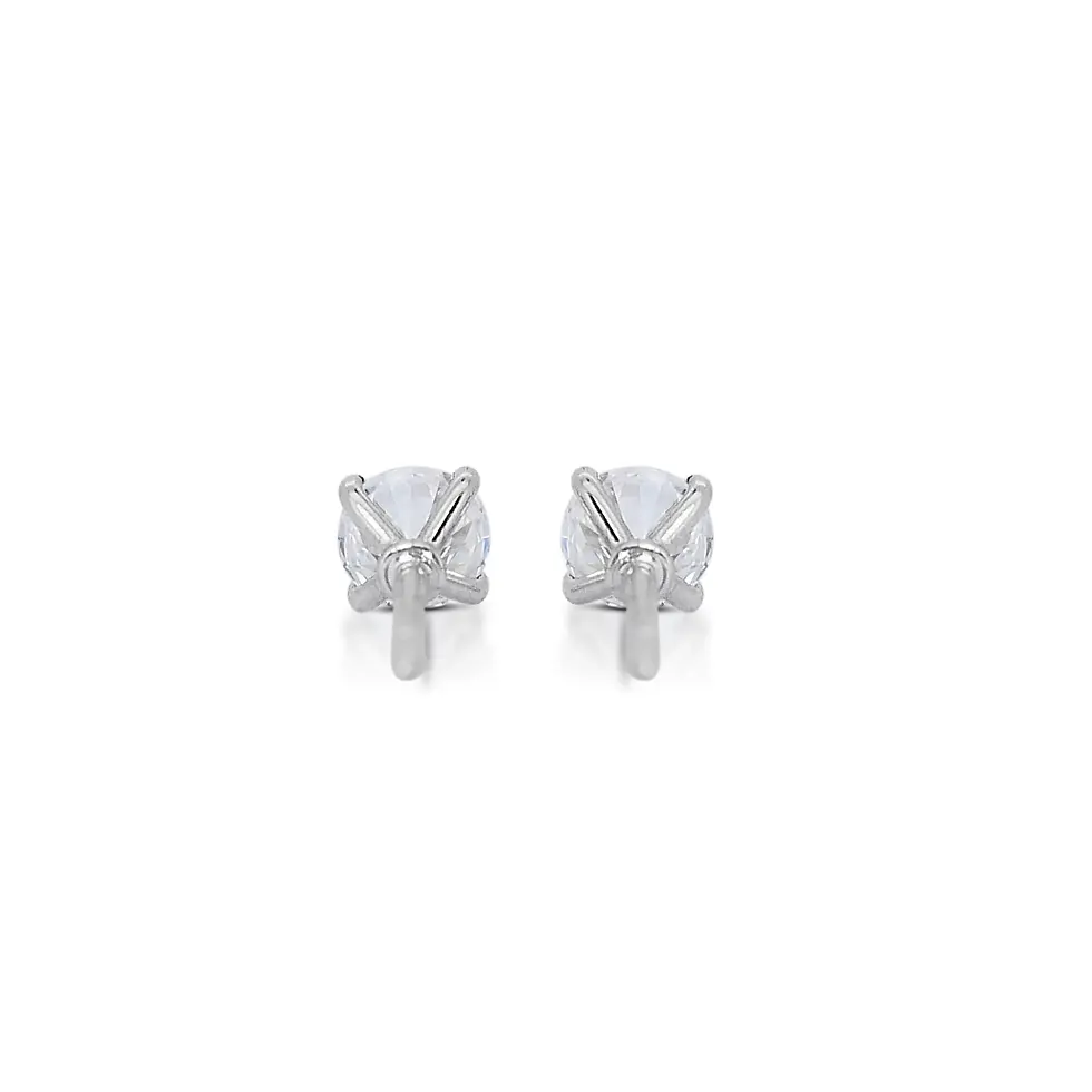 Thumbnail: Dazzling 0.68ct Round Brilliant Natural Diamond Earrings