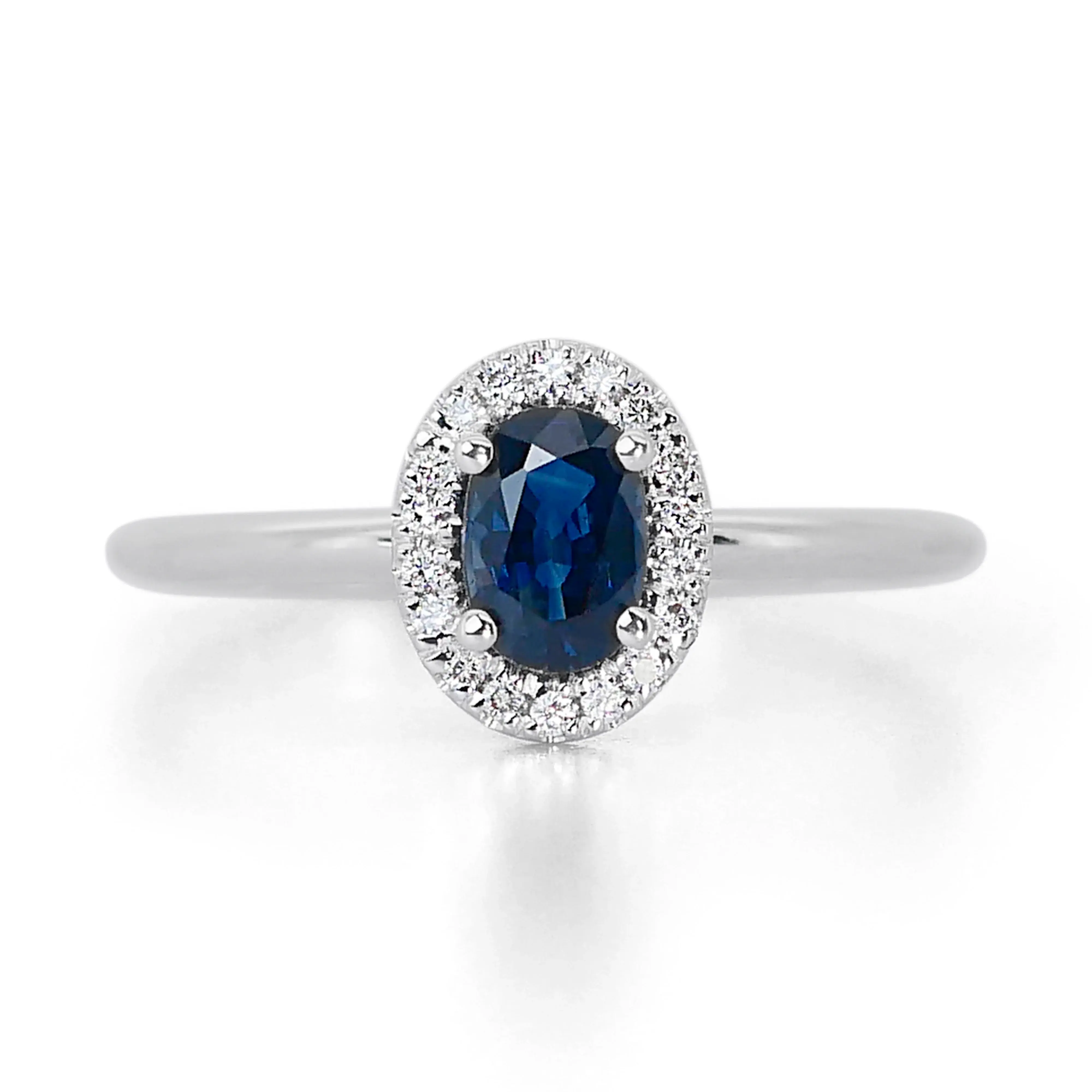 Enchanting 0.70ct Dark Blue Sapphire Ring in 18K White Gold