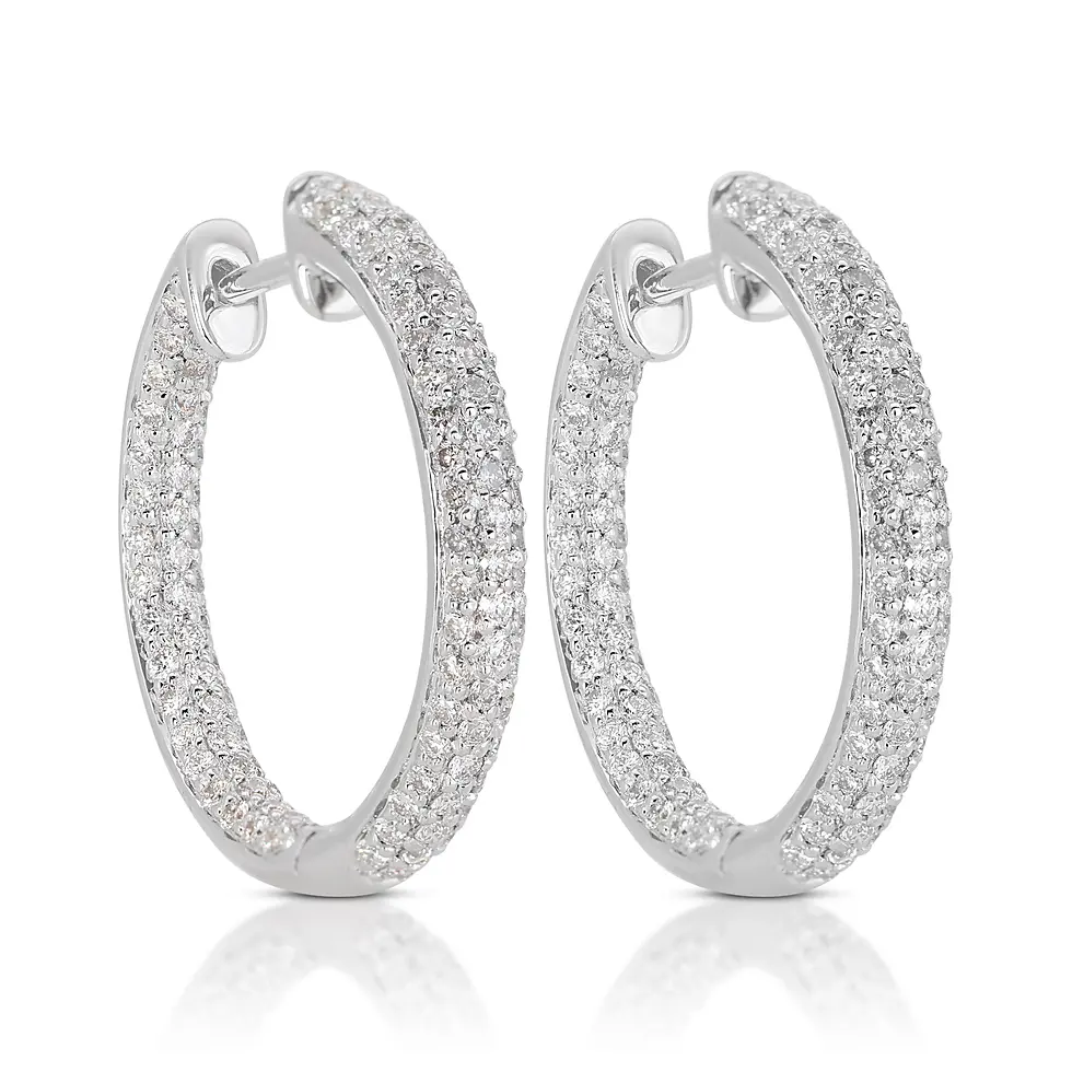 Thumbnail: Exquisite 1.15ct Hoop Diamond Earrings set in 18K White Gold