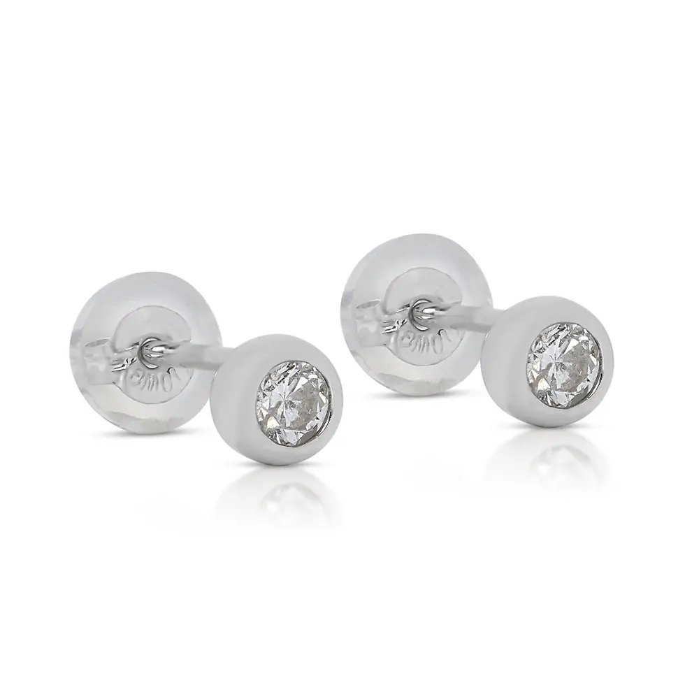 Thumbnail: Dazzling Studs: 0.14ct Diamond Earrings in 10k White Gold