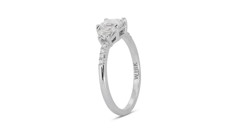 Thumbnail: White Gold 3 Stone Asher Cadillac Ring