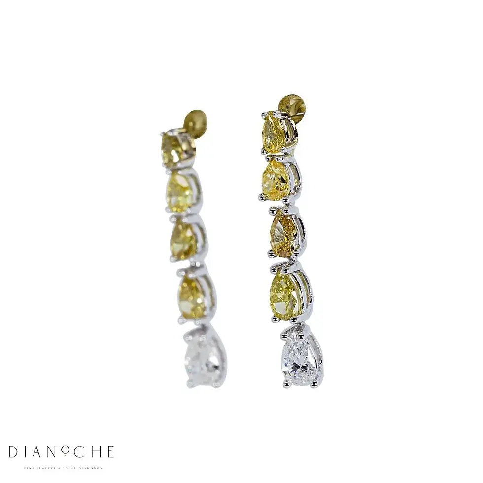 Thumbnail: Dazzling 1.24ct. Pear Brilliant Dangling Diamond Earrings