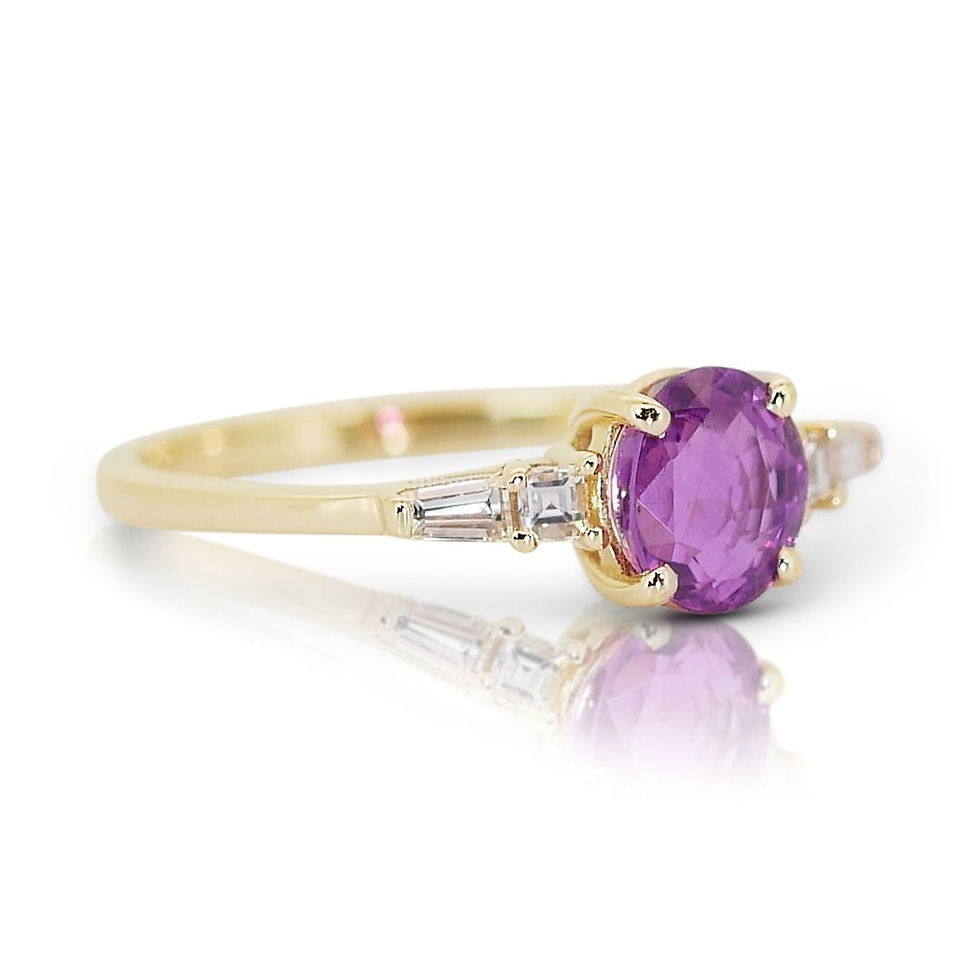 Thumbnail: Sophisticated 1.25ct Sapphire Pave Ring with Diamonds in 14k Yellow Gold