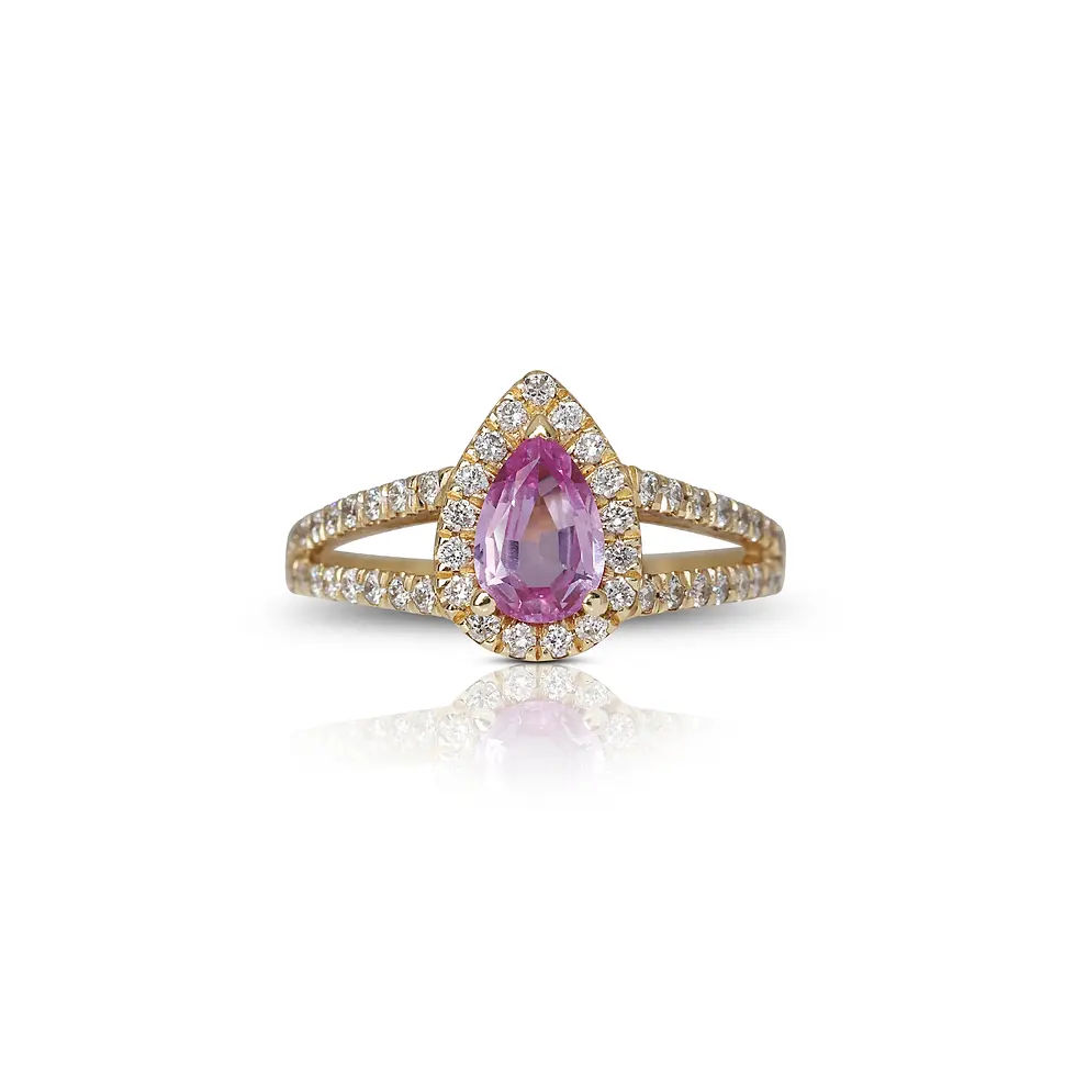 Thumbnail: Stunning 0.38ct Pear-shaped Pave Sapphire Ring