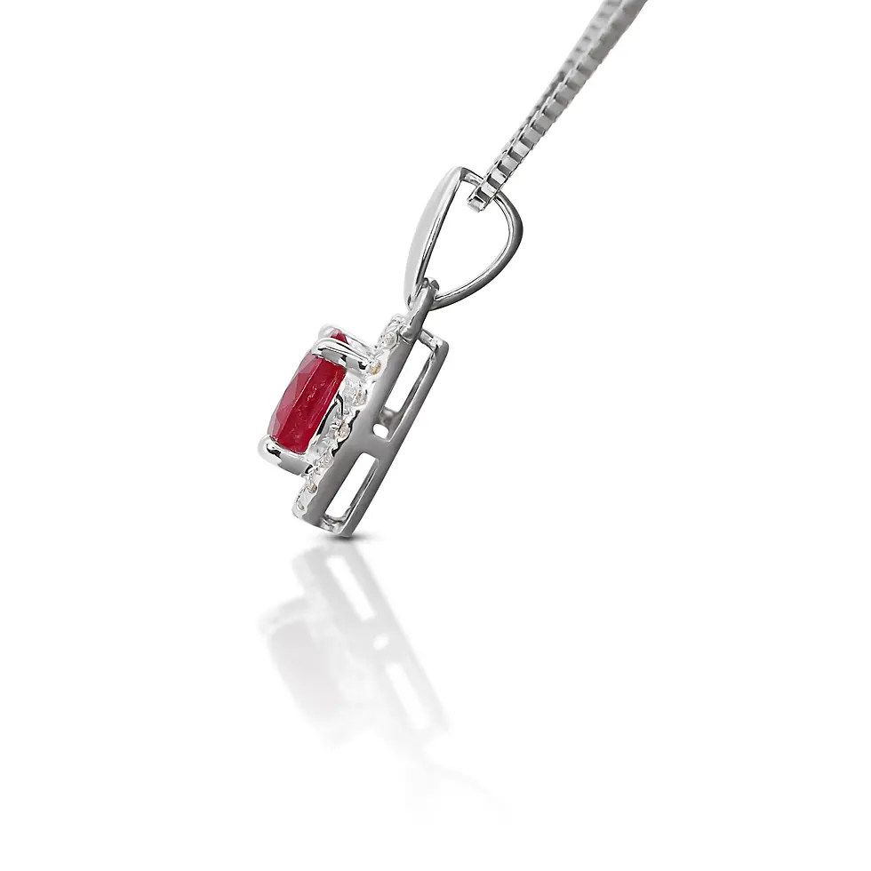 Thumbnail: Exquisite Ruby with 0.18ct Natural Diamond Necklace