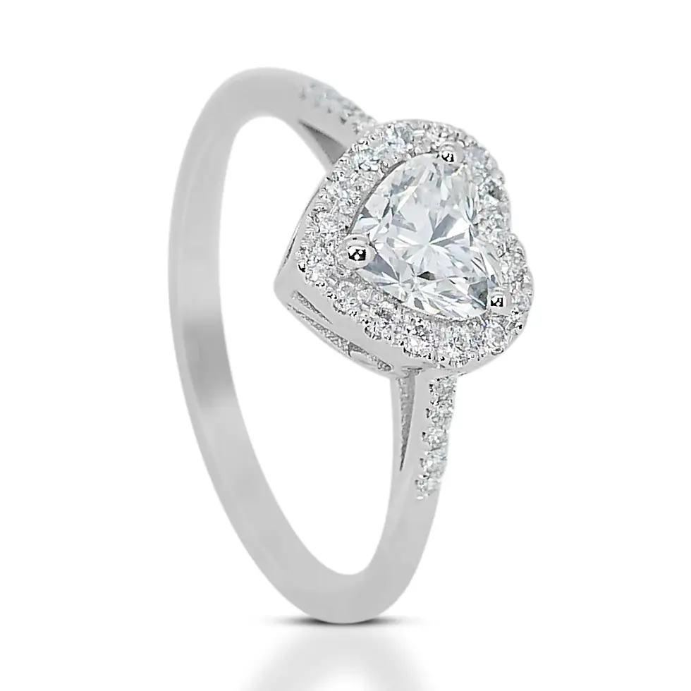 Thumbnail: Lovely 0.65ct Heart Diamond Ring with Side Diamonds set in 18K White Gold