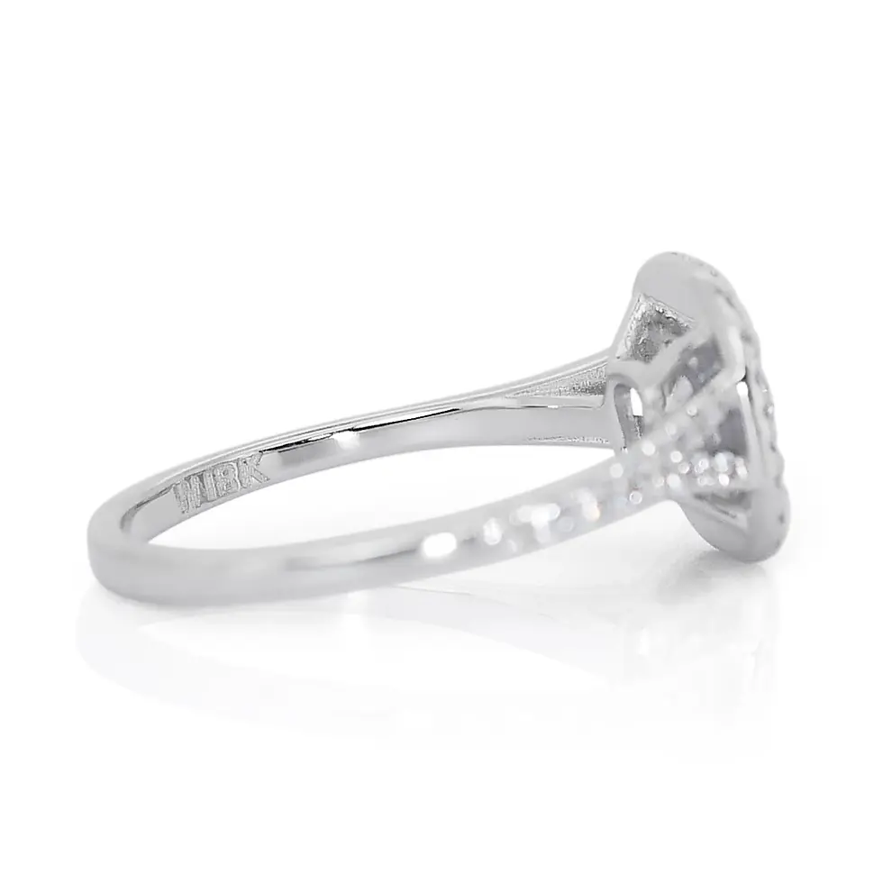 Thumbnail: Beautiful 1.03ct Square Cushion Brilliant Diamond Ring in 18K White Gold