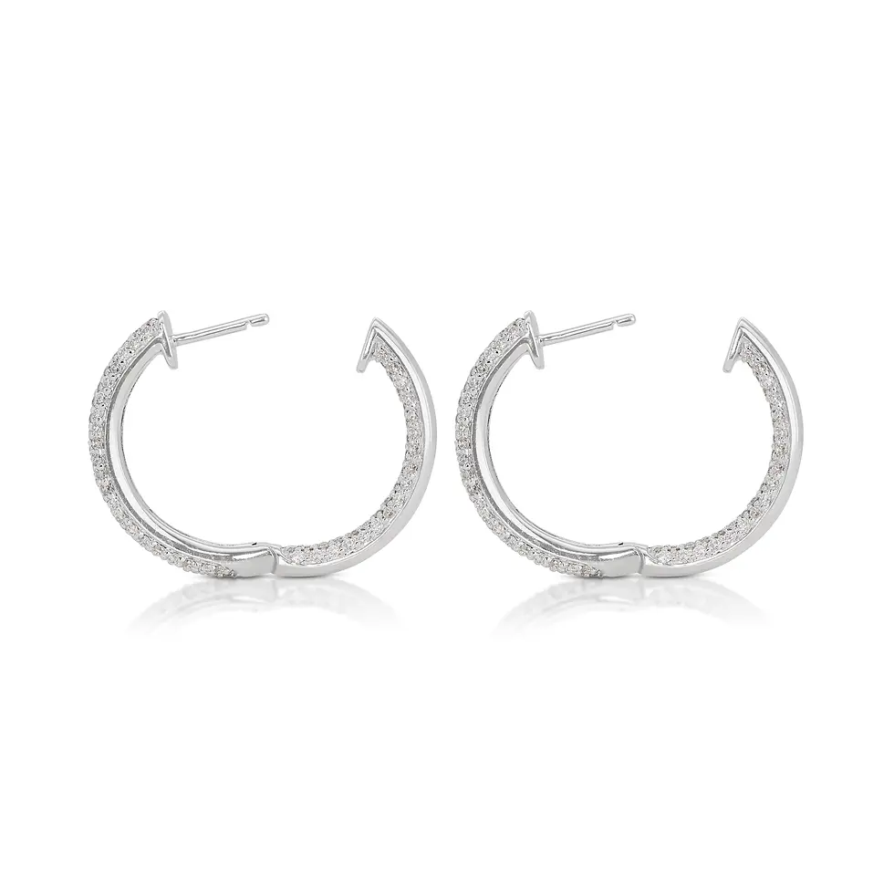 Thumbnail: Exquisite 1.15ct Hoop Diamond Earrings set in 18K White Gold