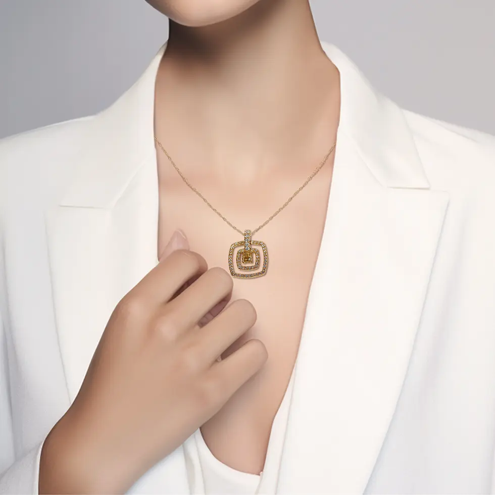 Thumbnail: Intricate 0.68ct Diamond Necklace in 18K Yellow Gold