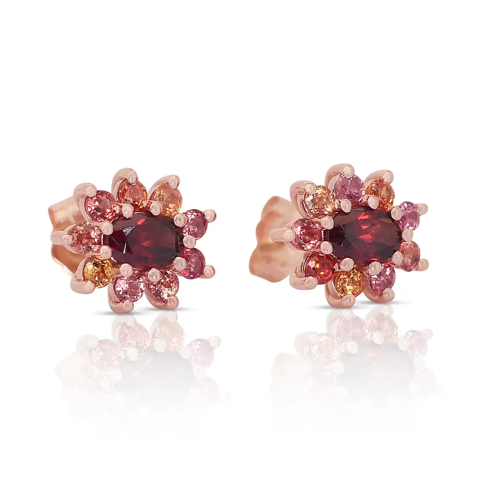 Thumbnail: Mesmerizing 2.40 Carat Oval and Round Brilliant Garnet Earrings