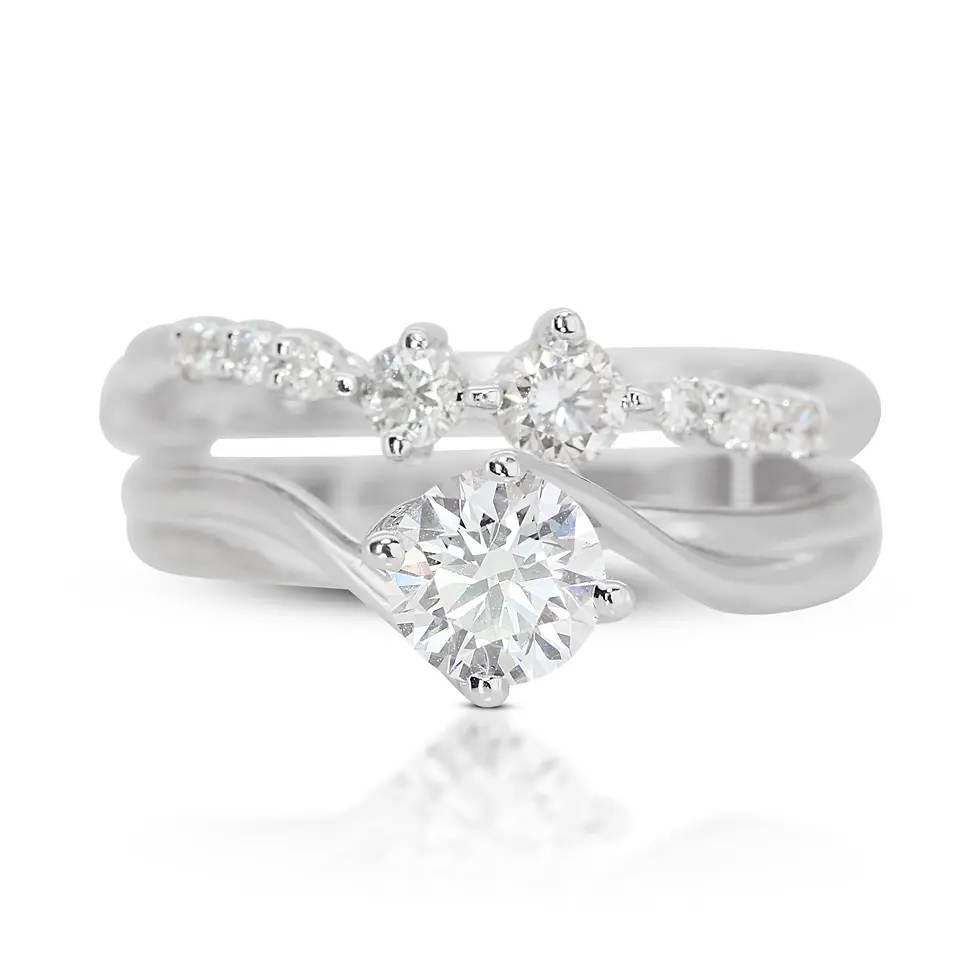 Stunning Pave Ring with Round Brilliant Natural Diamonds in 18K White Gold
