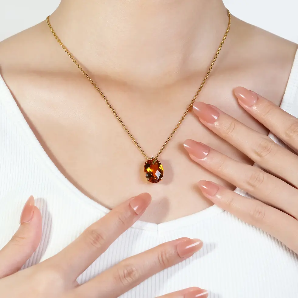 Thumbnail: Solar Flare of Citrine and Diamond Pendant in 18K Yellow Gold