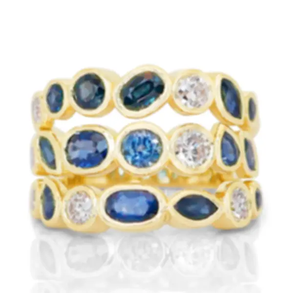 Captivating 3.37ct Diamond and Sapphire Ring in 14K Yellow Gold
