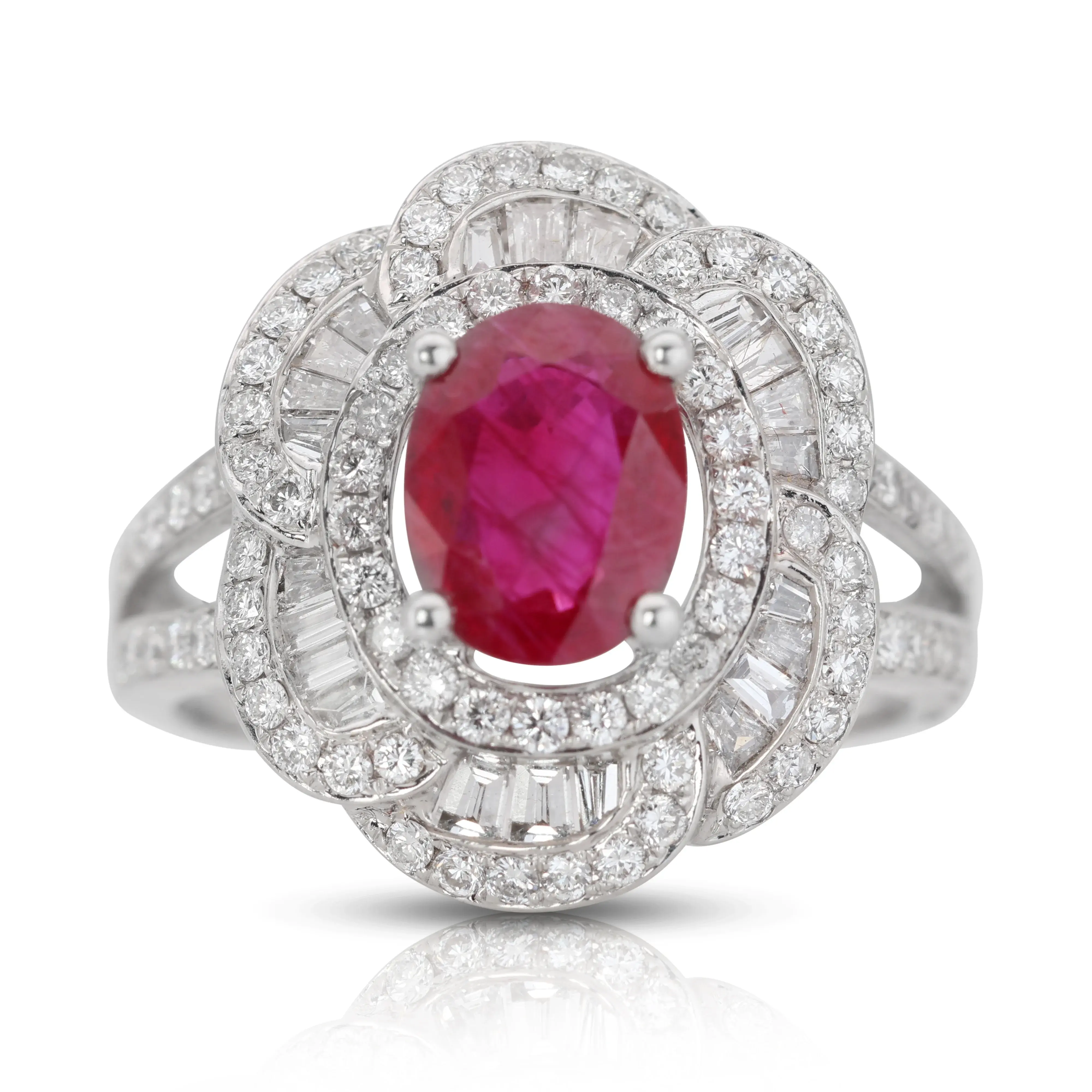 Ruby with Diamonds in White Gold