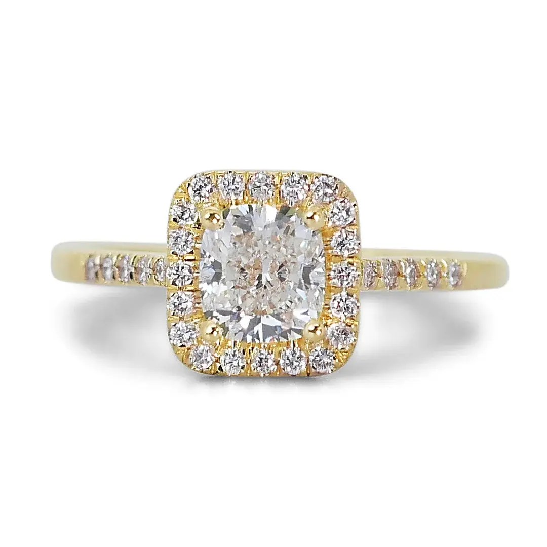 Dazzling Halo of 1.65ct Diamond Ring in 18K Yellow Gold