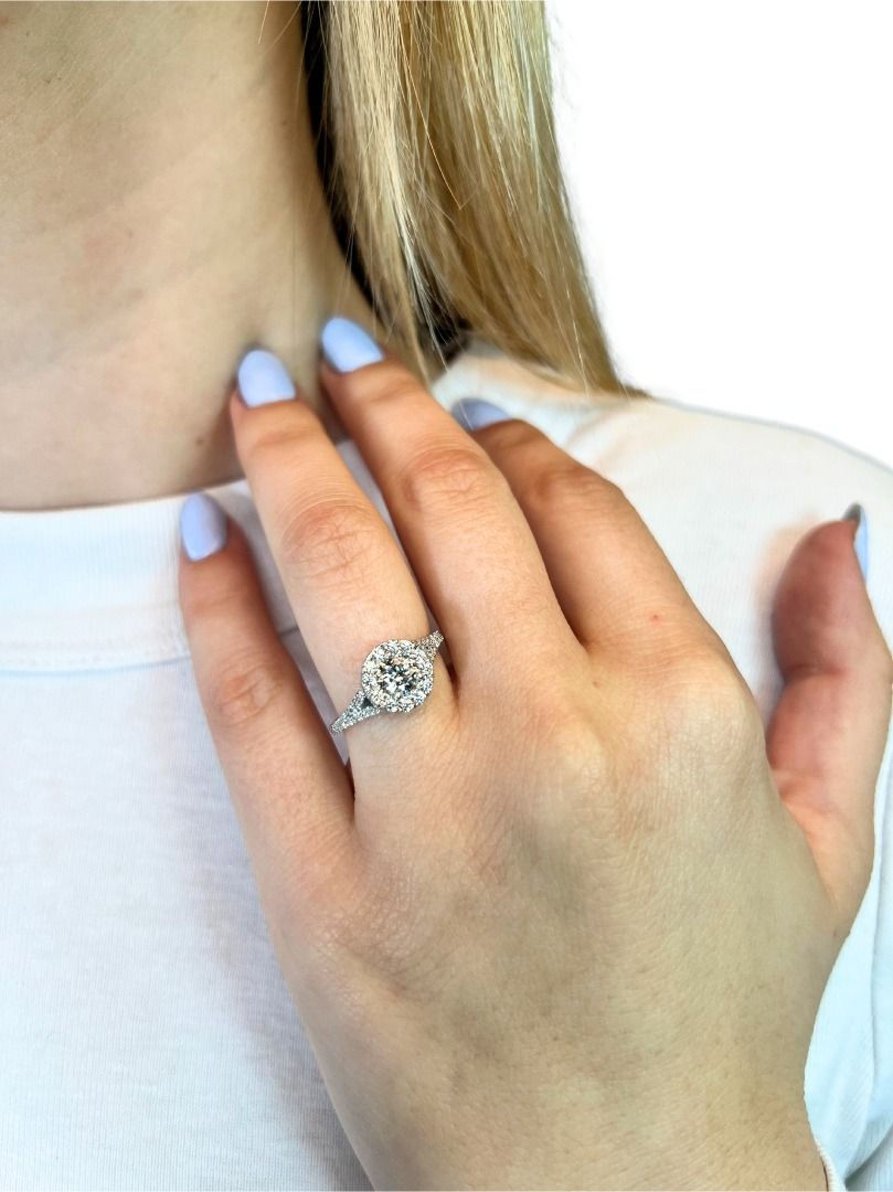 Thumbnail: Elegant 0.90ct Diamond Pave Ring in 18K White Gold