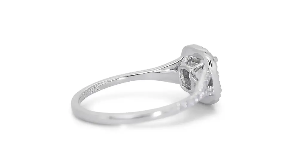 Thumbnail: Vintage 18K White Gold Halo Ring