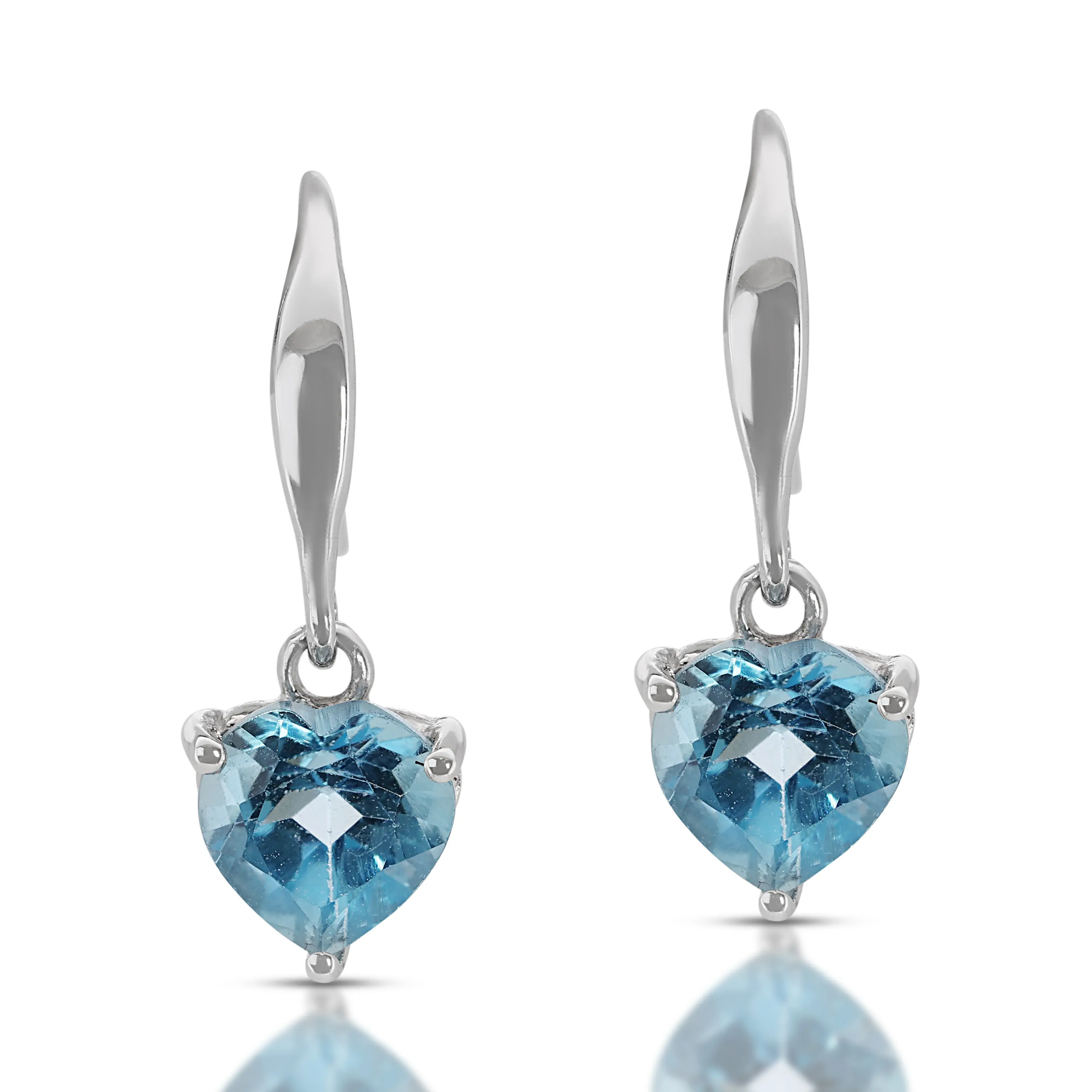 Lustrous 18K White Gold Earring with 1.00ct Topaz