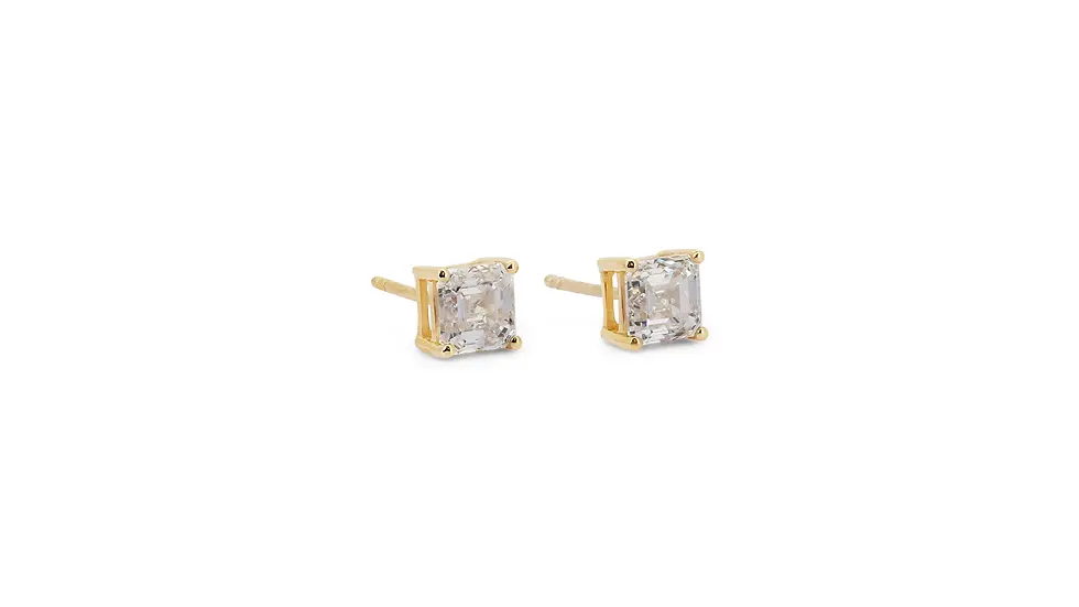 Thumbnail: Stunning .20ct. Emerald Cut Stud Diamond Earrings