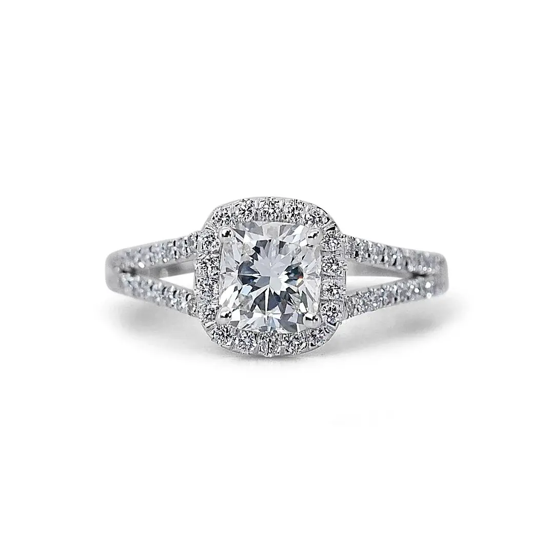 Dazzling 1.01ct Cushion Cut Natural Diamond in 18K White Gold